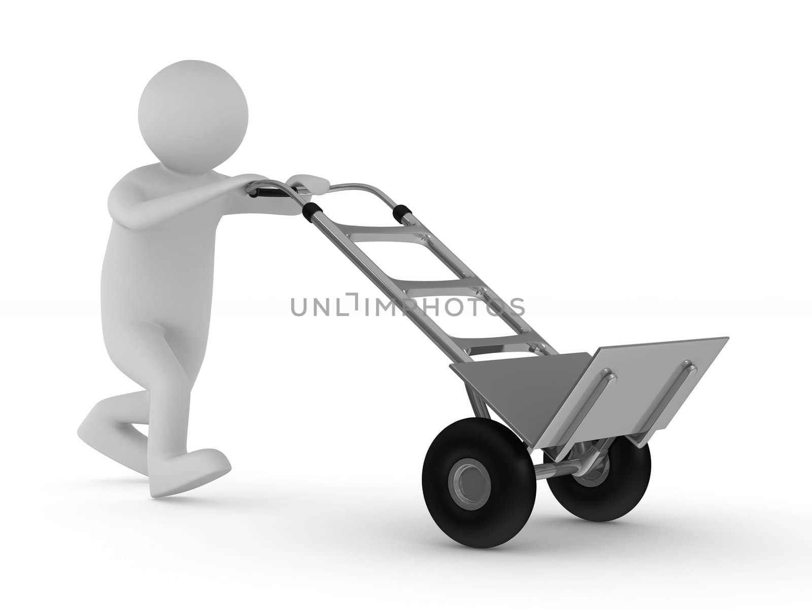 hand truck on white background. Isolated 3D image