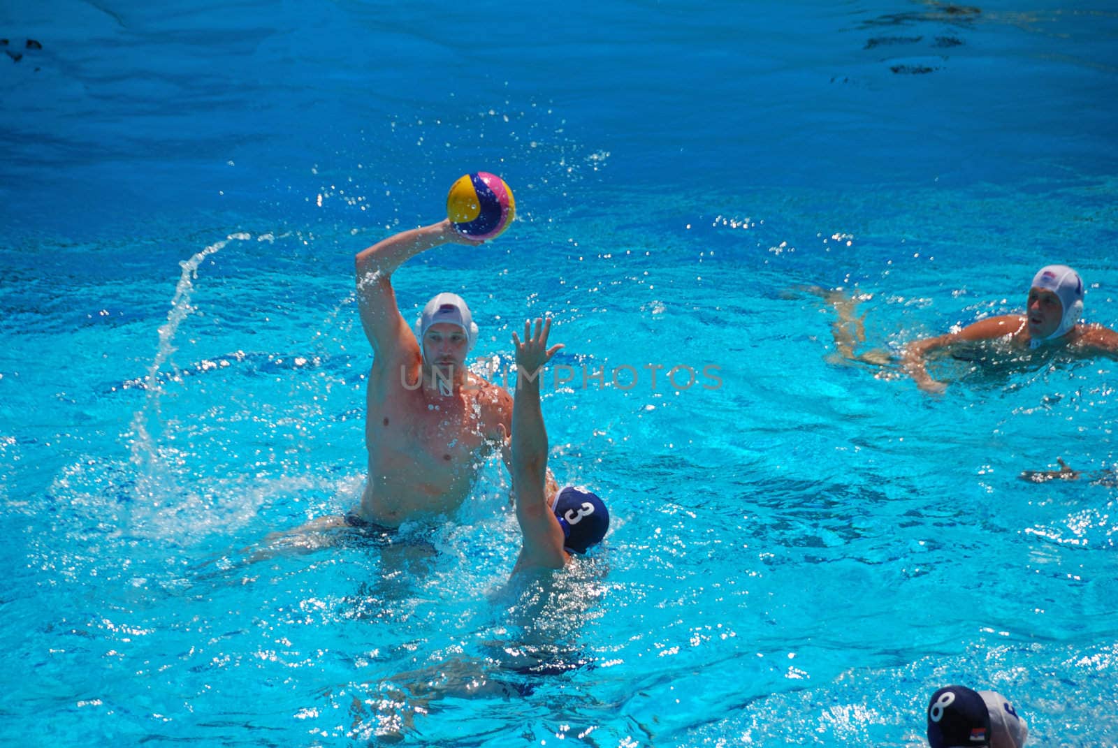 STANFORD, CALIFORNIA - JUNE 7, 2009 : USA:SERBIA friendly waterpolo game at the Avery Aquatic Center.