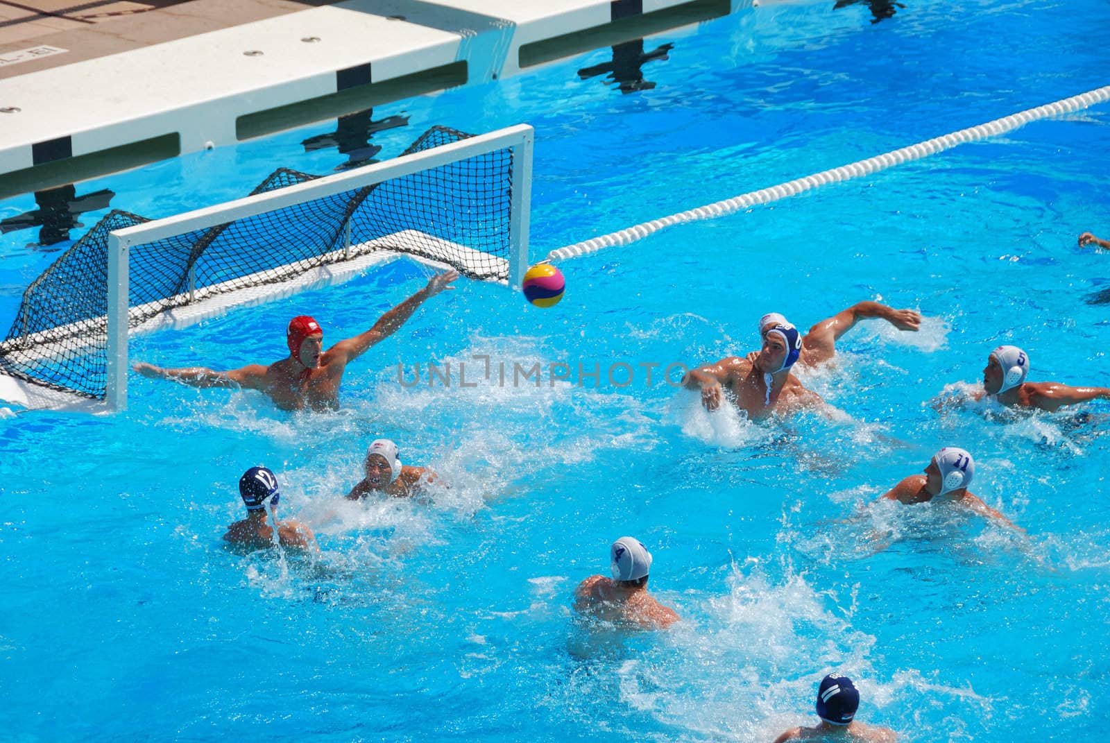 STANFORD, CALIFORNIA - JUNE 7, 2009 : USA:SERBIA friendly waterpolo game at the Avery Aquatic Center.