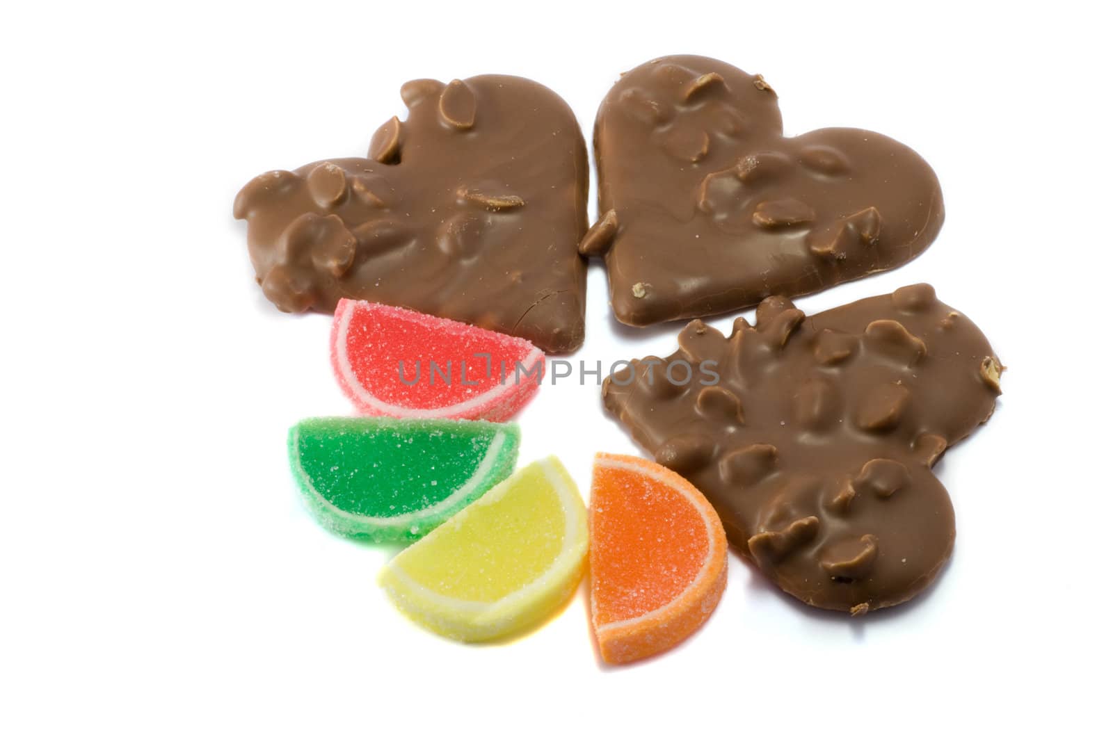 Picture of chocolate cookies, hearts with nuts