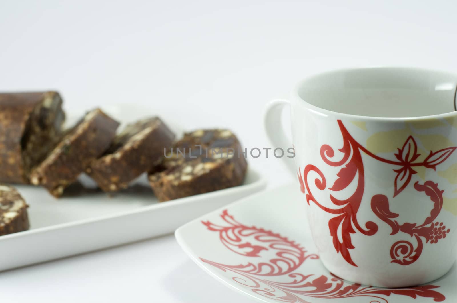 Picture of chocolate sausage; cuted sweet cookies