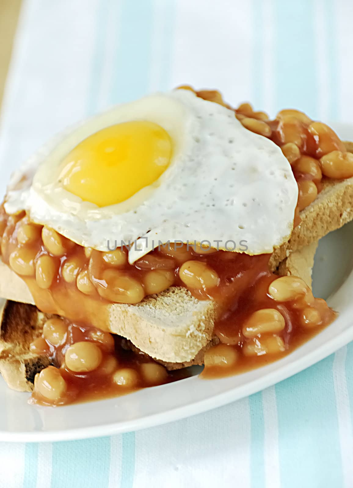 Beans and egg on toast