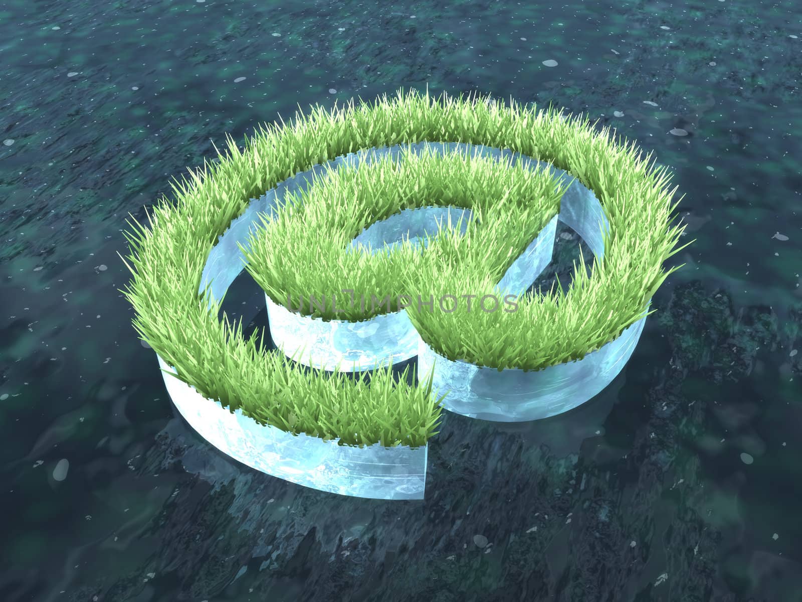 Grass growing on an ice at symbol.