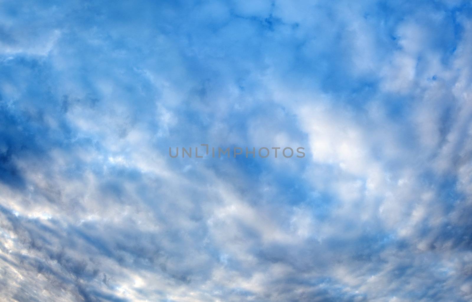 Light plumose clouds in the dark blue sky