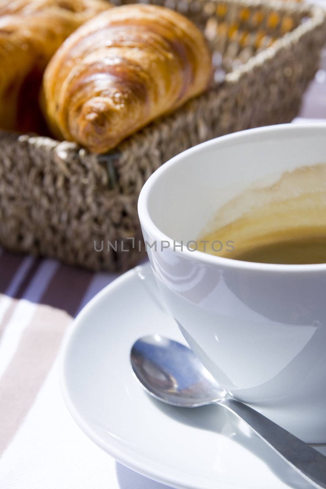 french breakfast, cofe and croissant