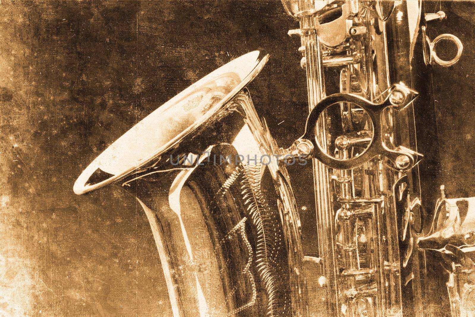 old beautiful saxophone in retro design look