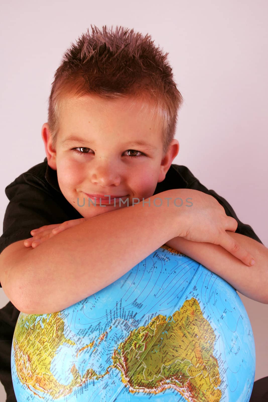 Boy with globe by Hasenonkel