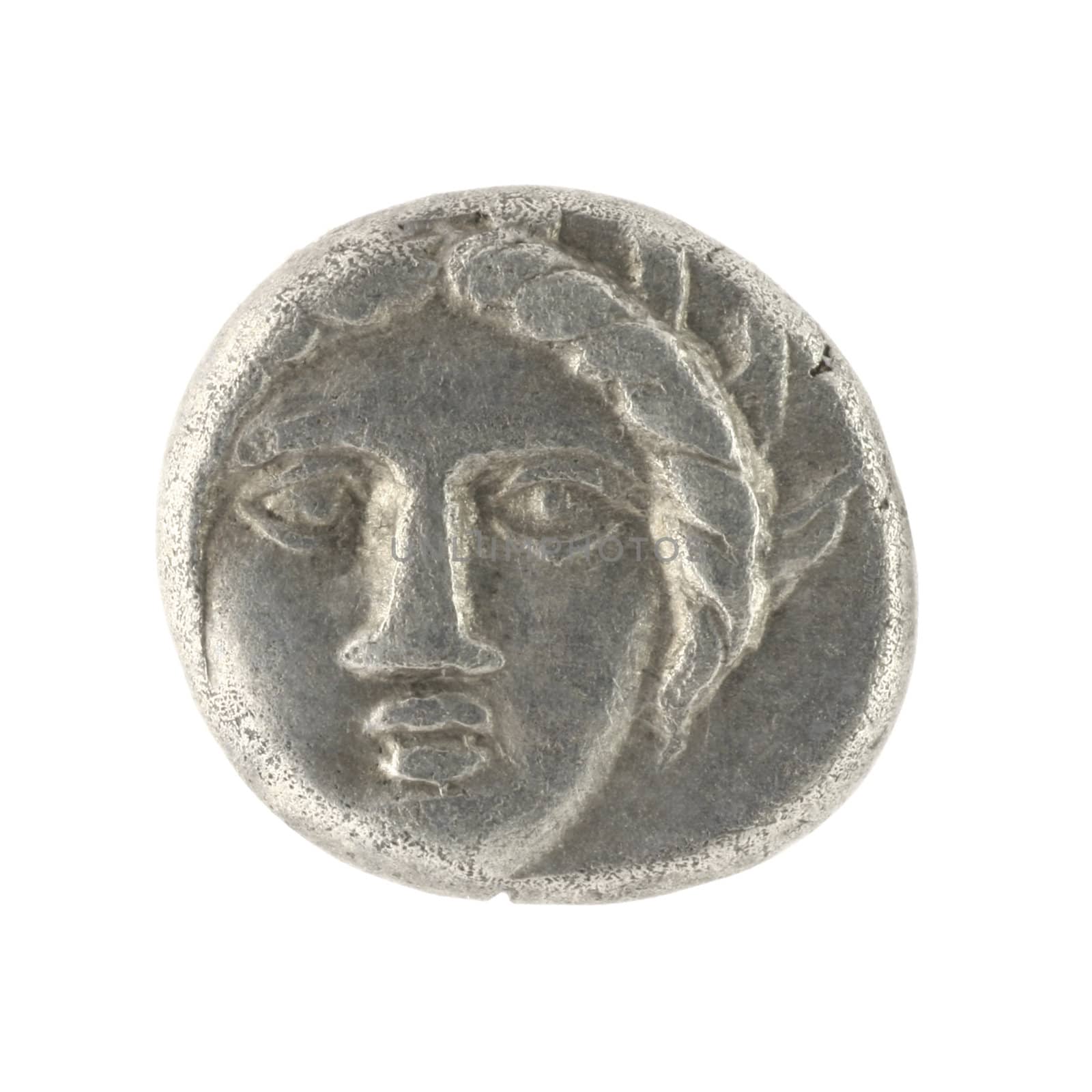 Apollo on Ancient Greek Half Drachm 400 BC by Georgios