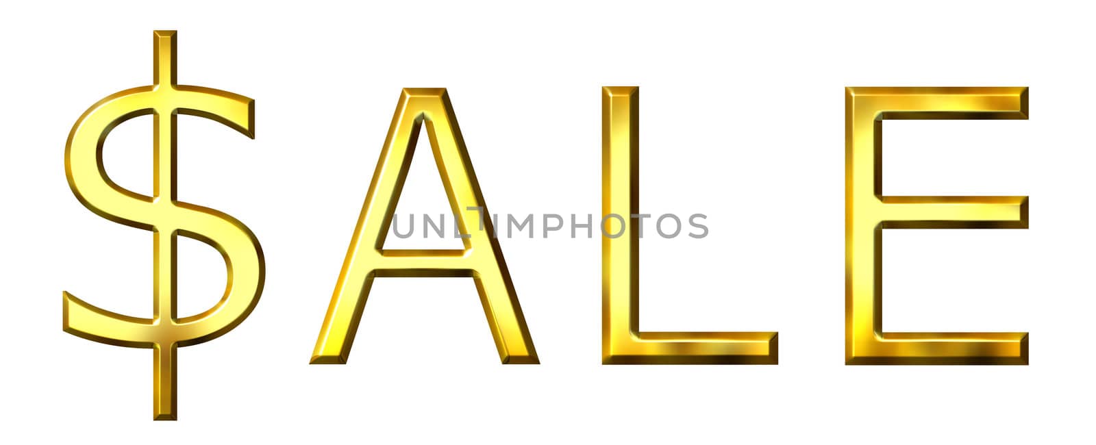 3d golden sale concept isolated in white