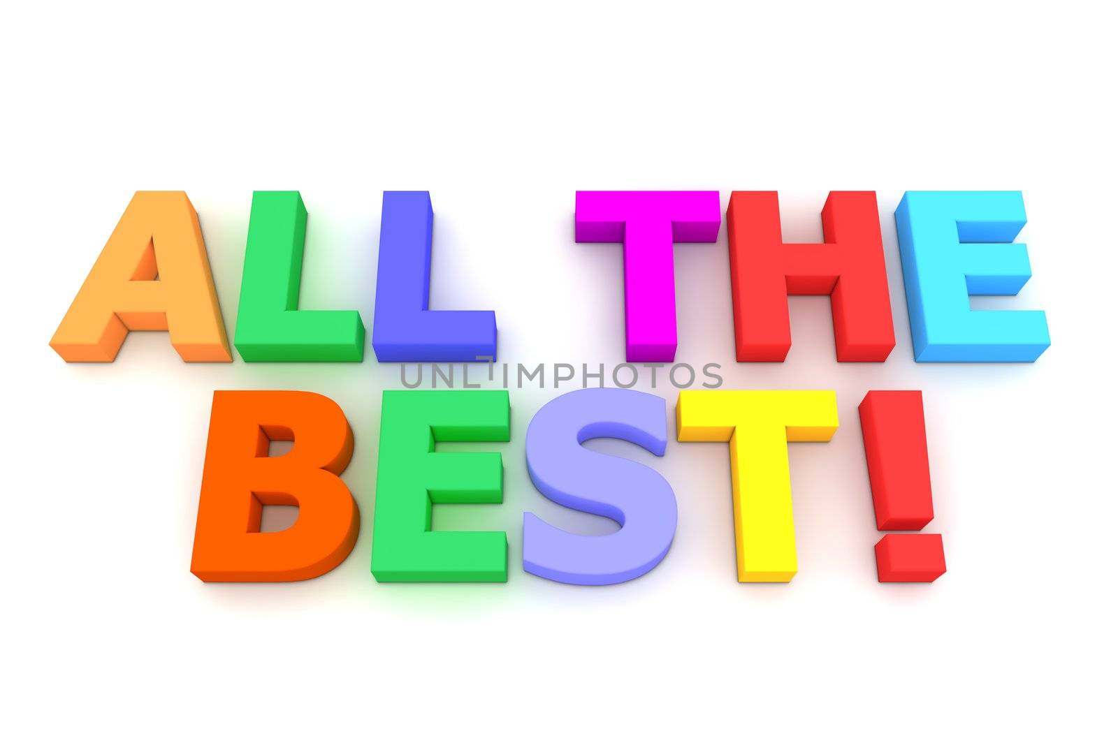multicoloured letters All the best! in two lines on white background - top view