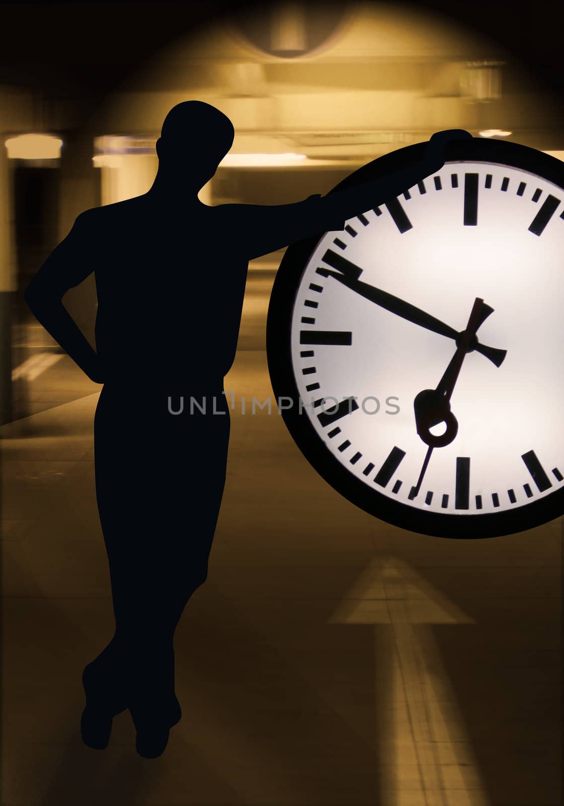 Business Time Person with clock in action