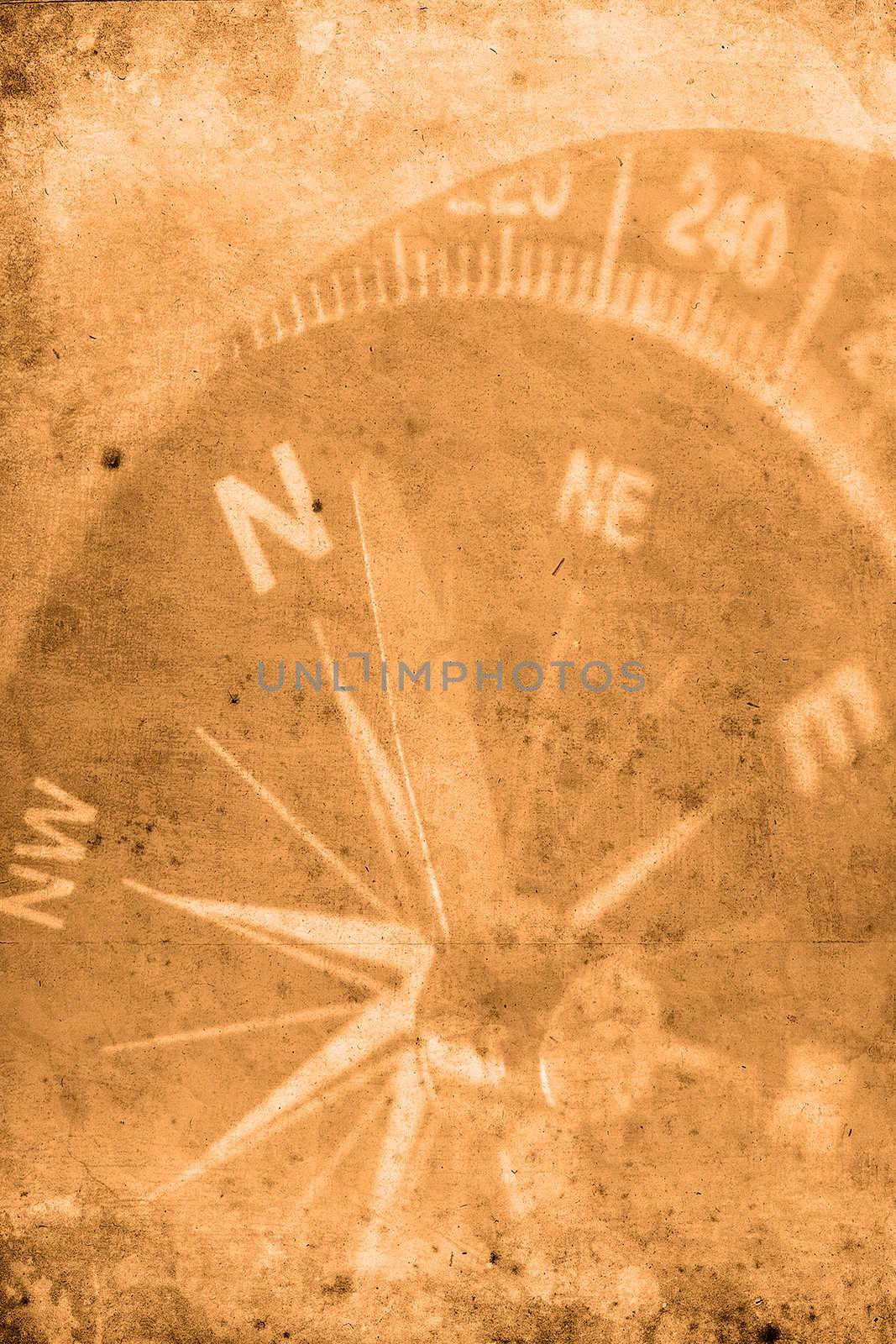 Retro look of compass showing the way to north