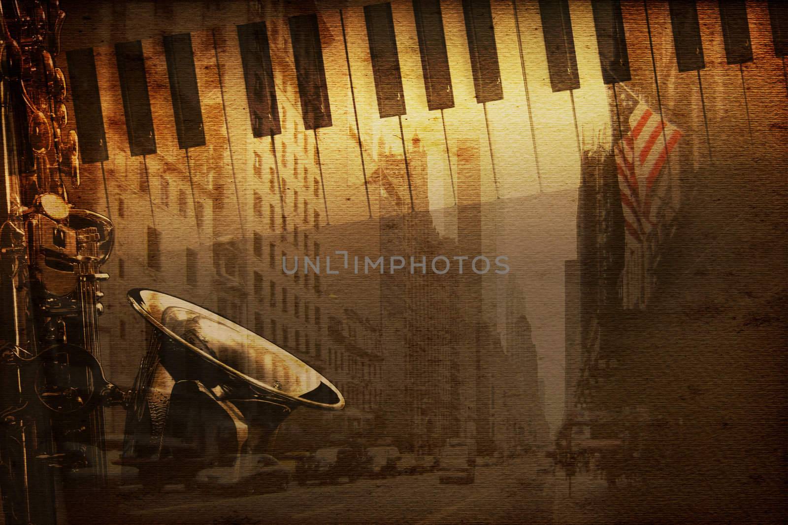 old historical new york background with broadway