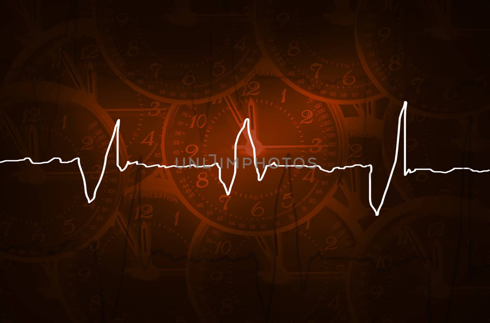 pulsation clock shows the time - five to twelve
