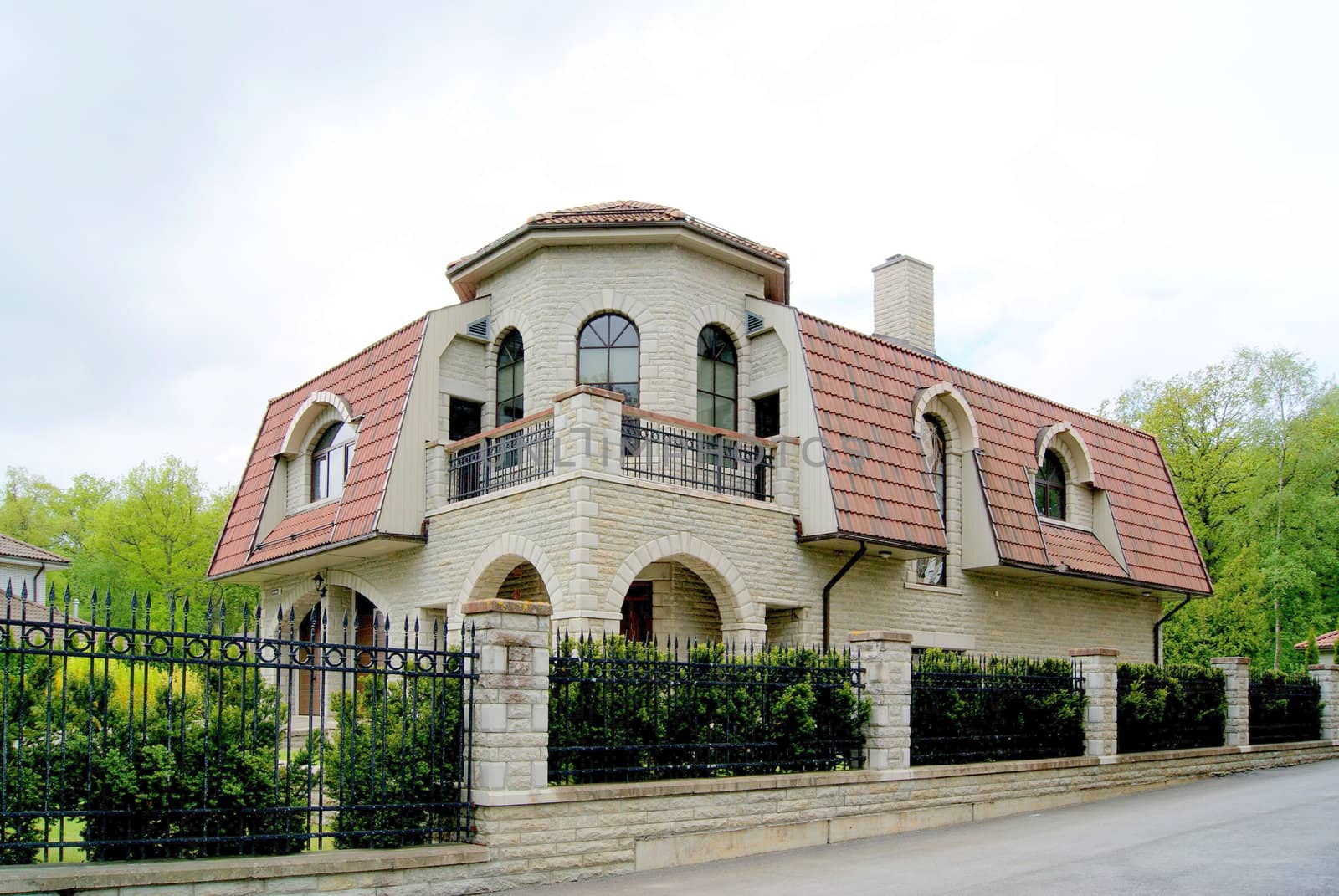 The house in silent and quiet street on surburb of city