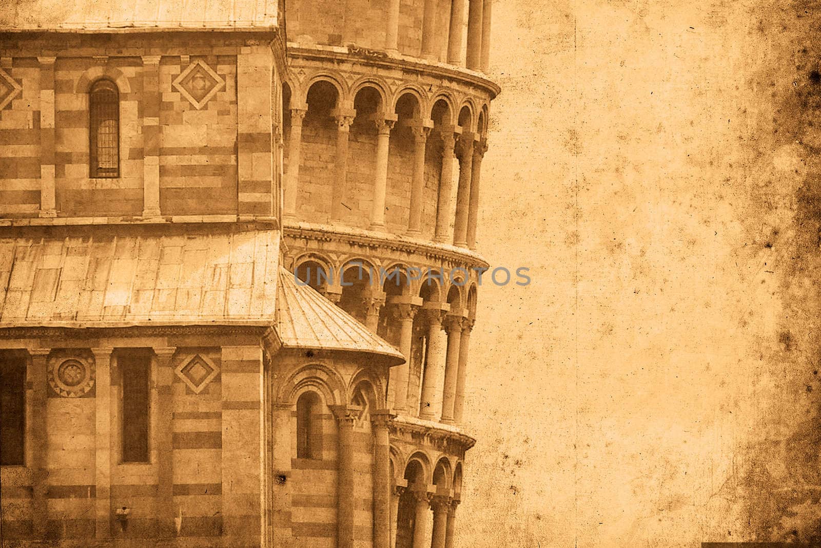 Retro look of the Tower of Pisa