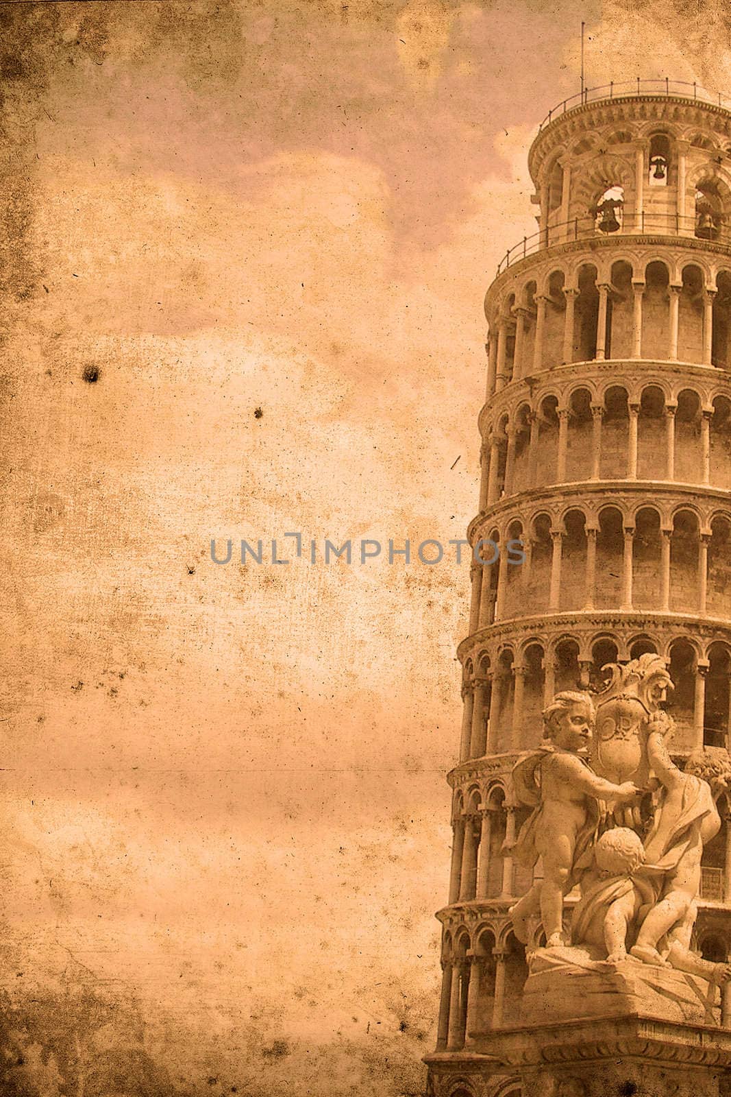 Retro look of the Tower of Pisa