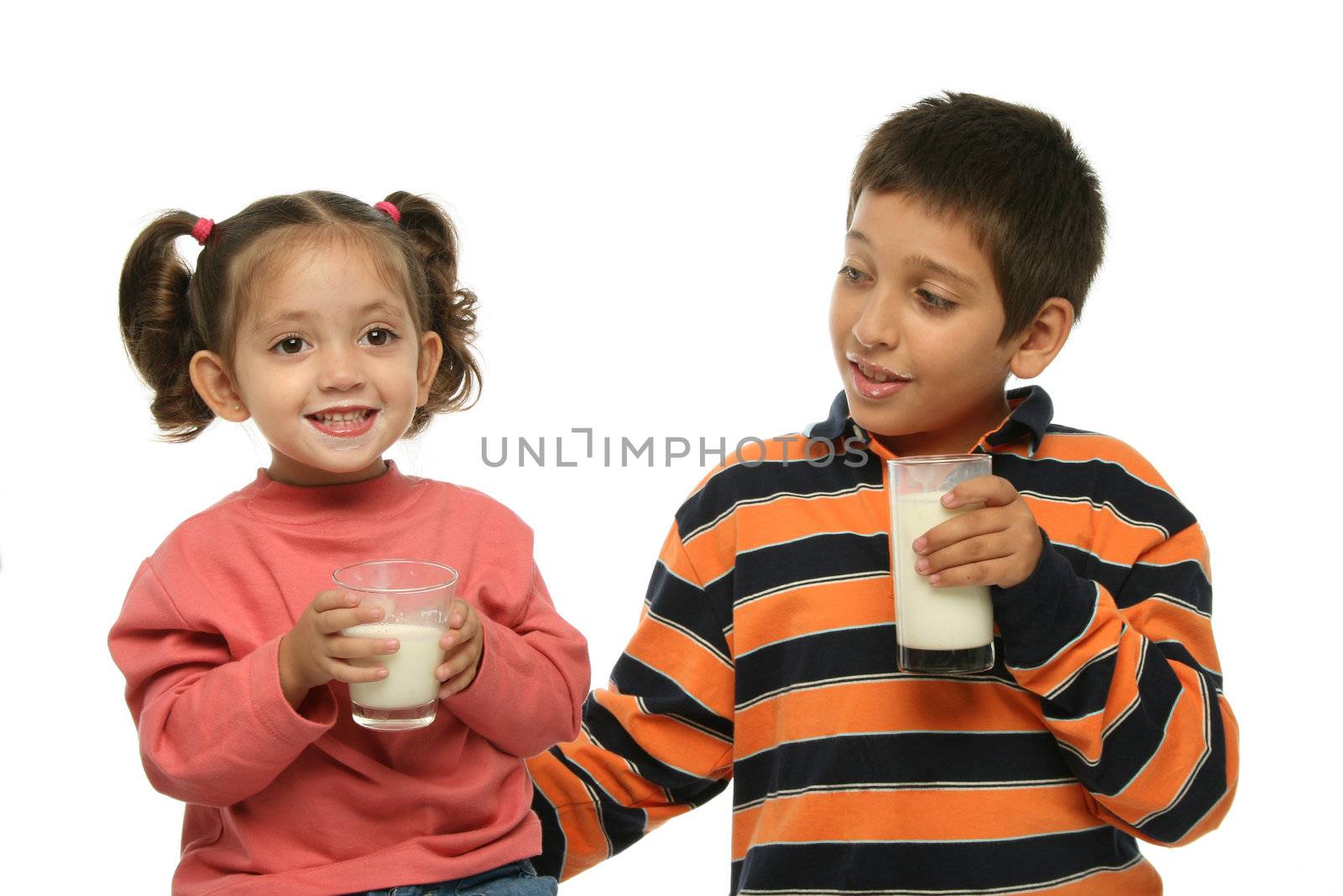 Brother and sister drinking milk by Erdosain
