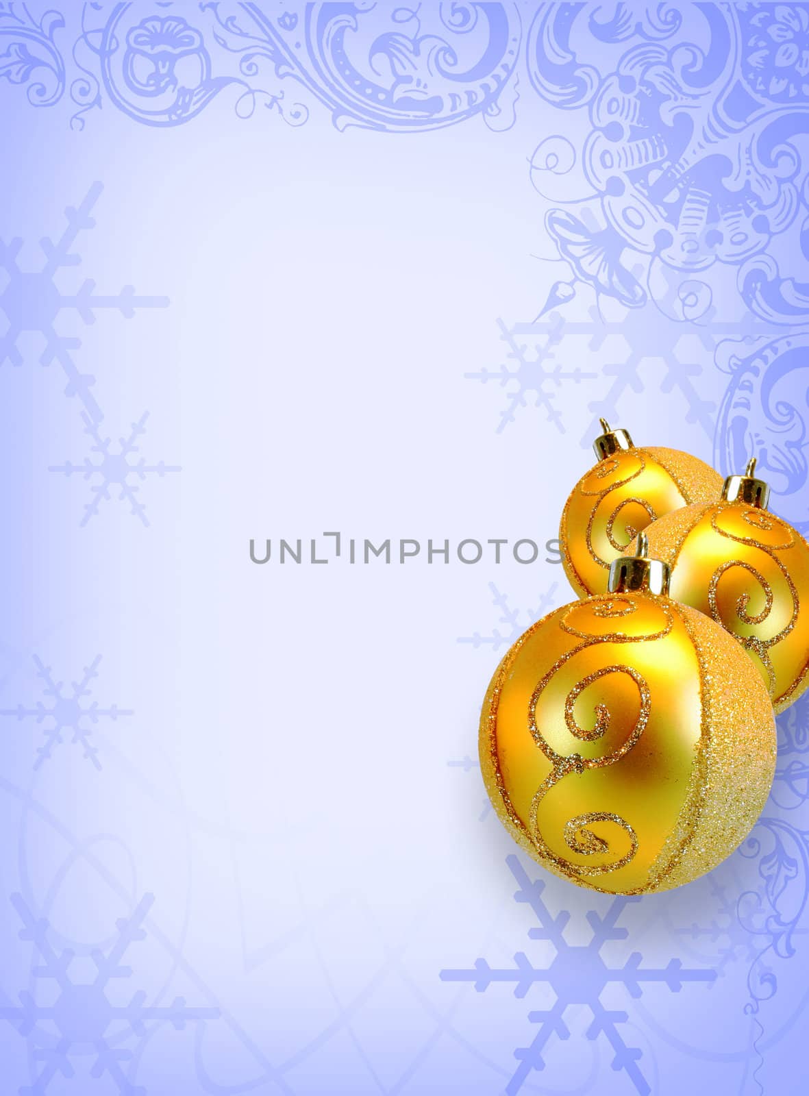 Three Christmas balls with any nice decoration