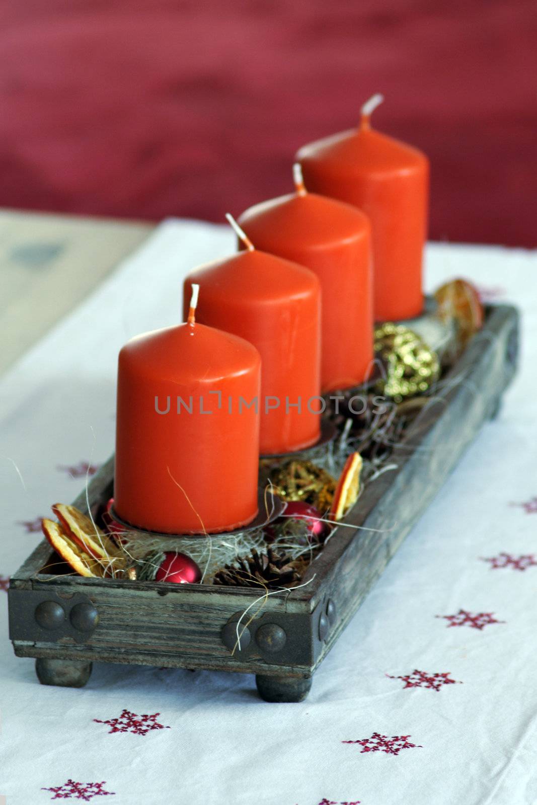 Four candles in the Christmas time advent