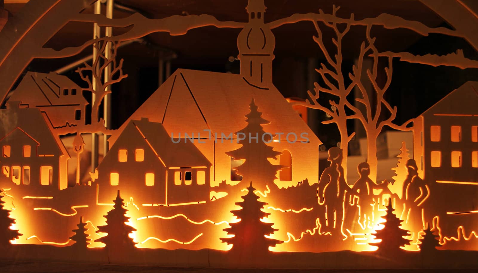 christmas tradition carved wood crafts with lights