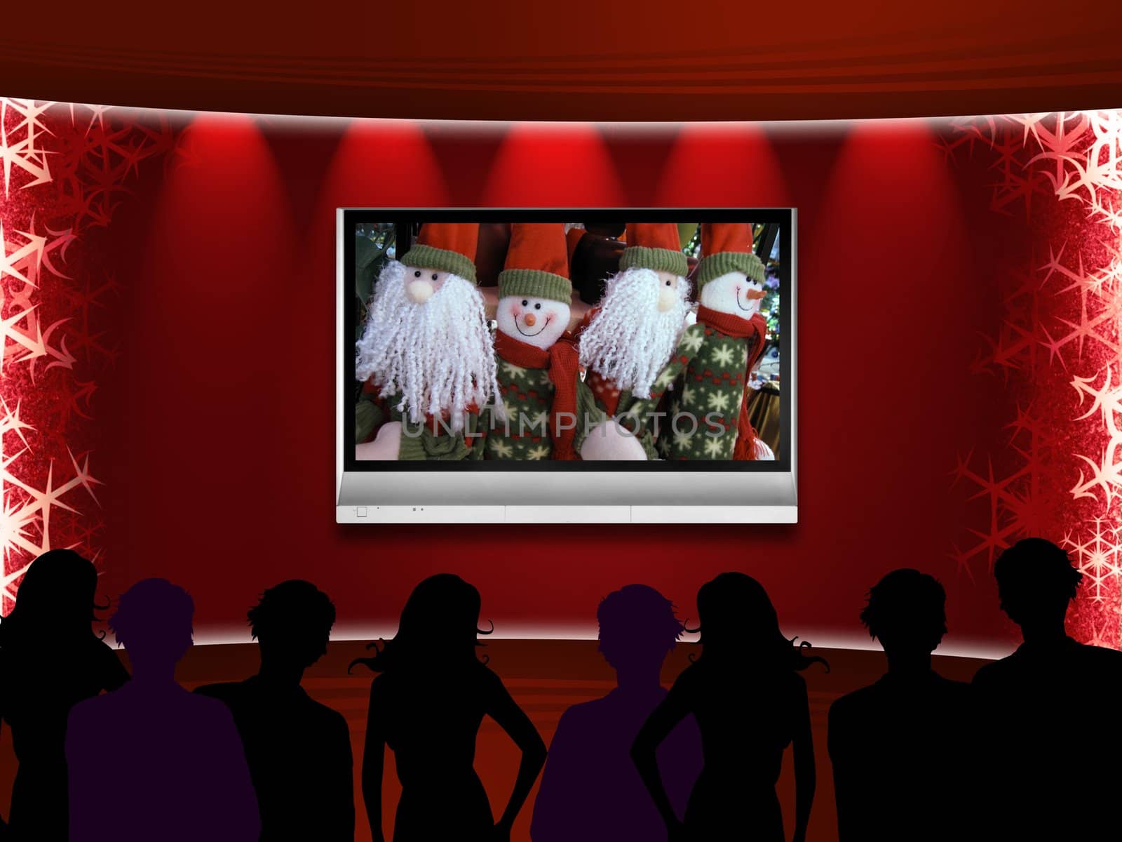 Christmas theater with telly on the wall