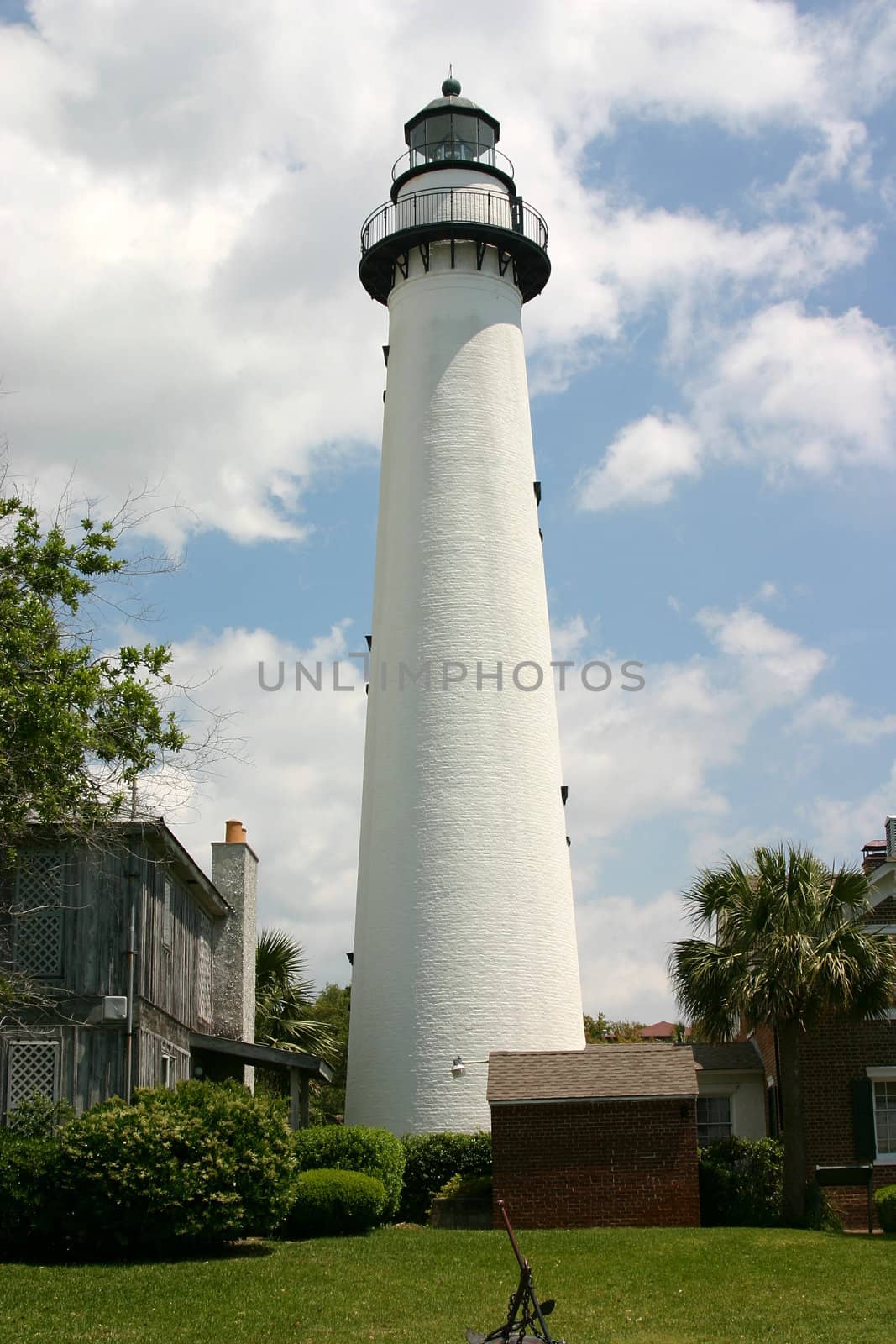 This is the side view of the lighthouse on St. Simons Island, Georgia viewing the shipping lanes of the Atlantic coast.