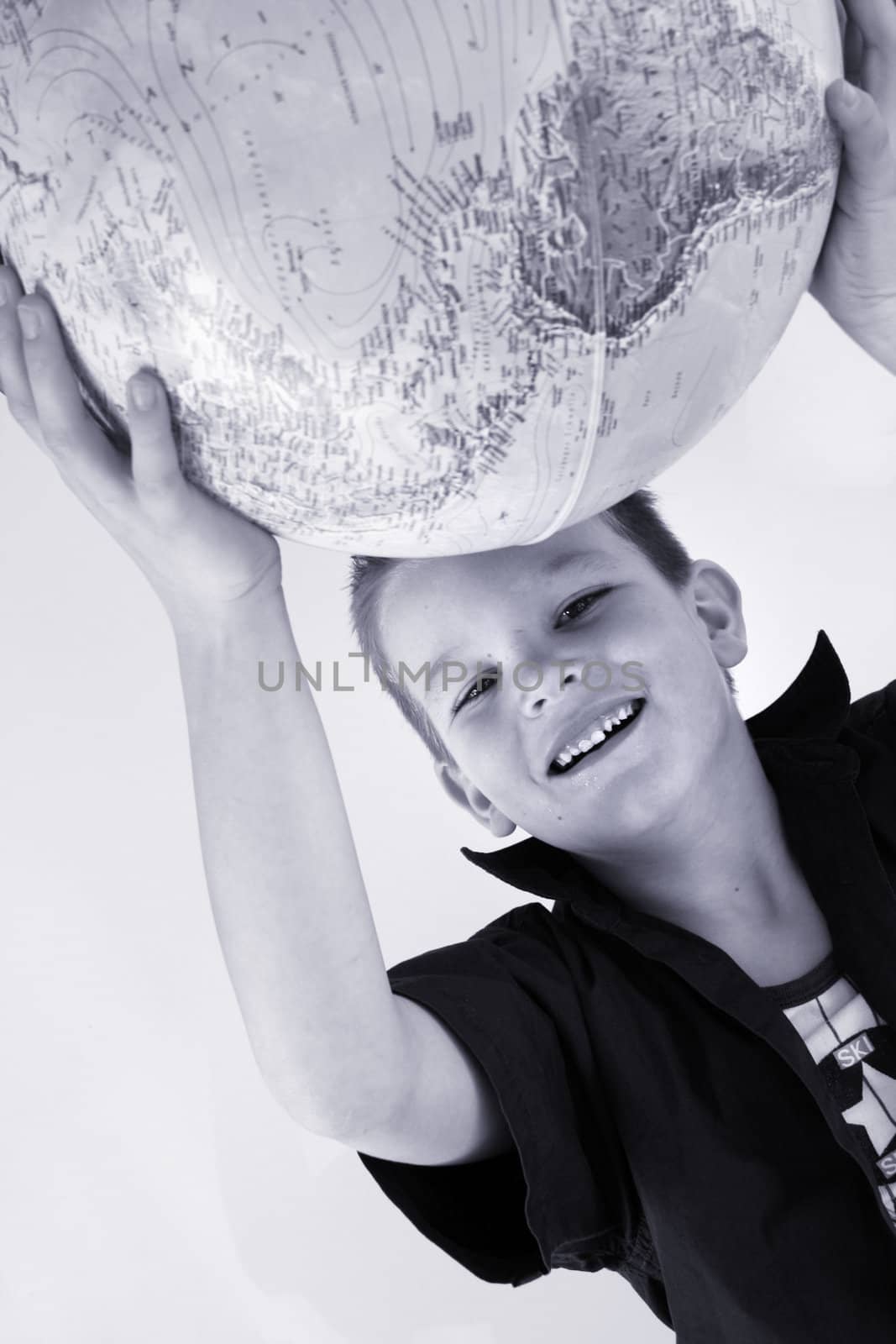 Boy with globe by Hasenonkel