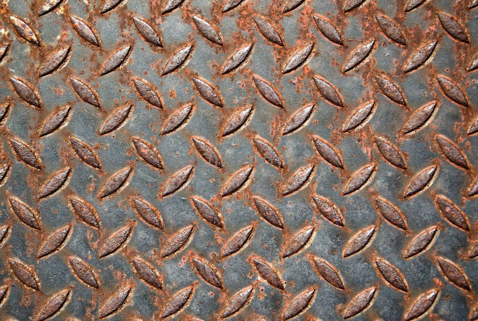 Closeup image of rusty treadplate, ideal for background