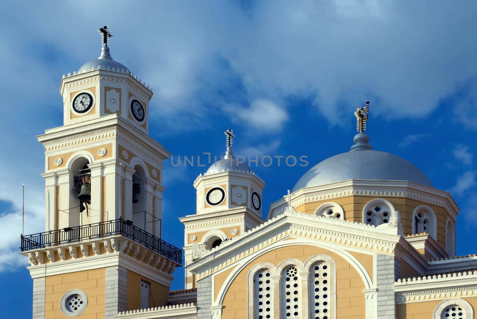 The upper part of Kalamata's Greek Orthodox cathedral