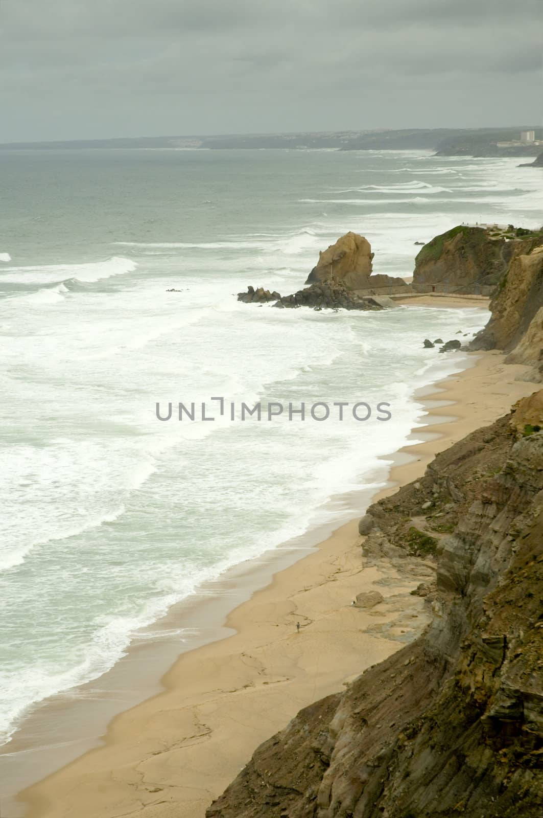 View of shoreline nearby Santa Cruz, Portugal