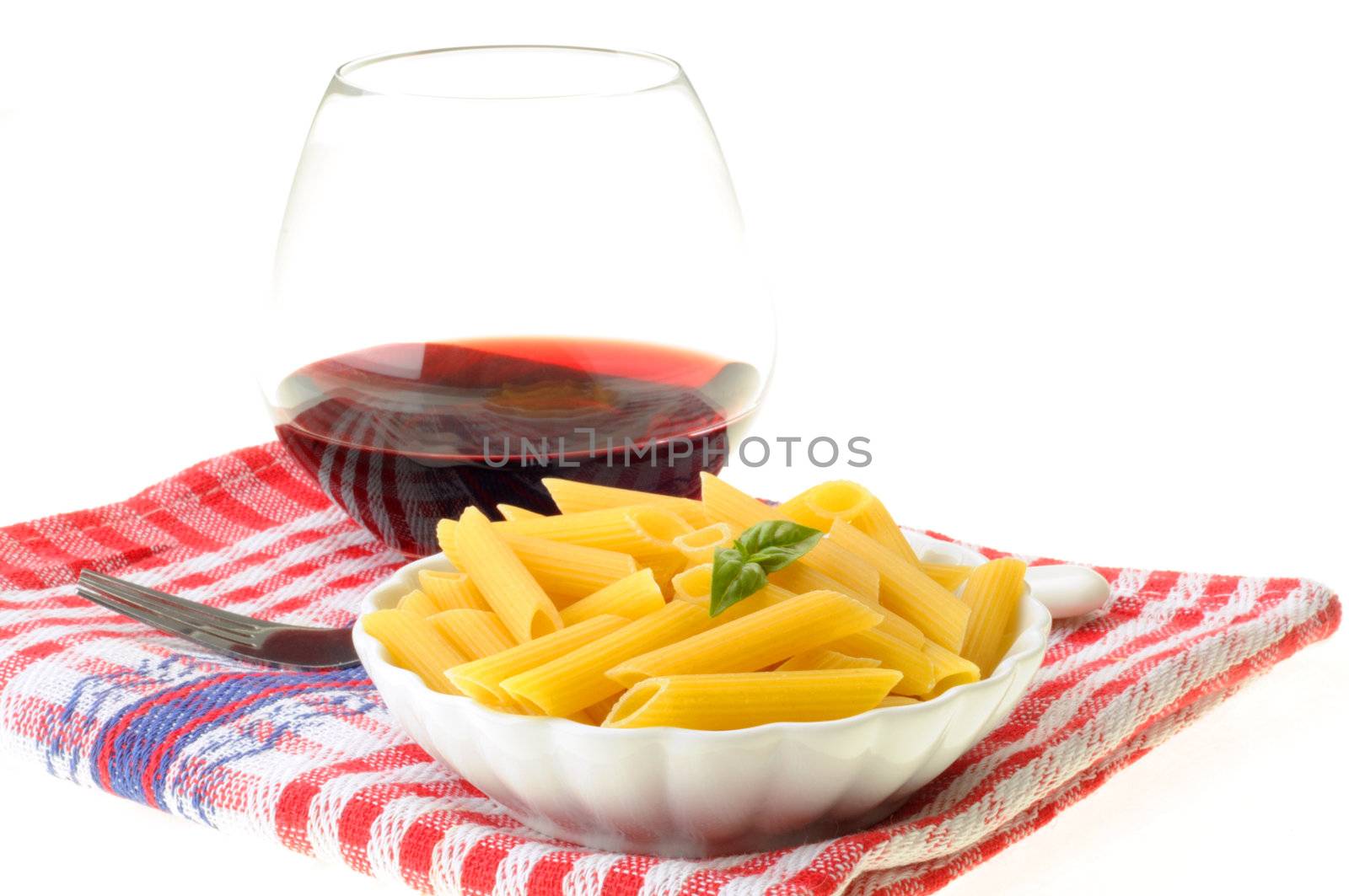 Penne pasta with a butter and basil sauce.