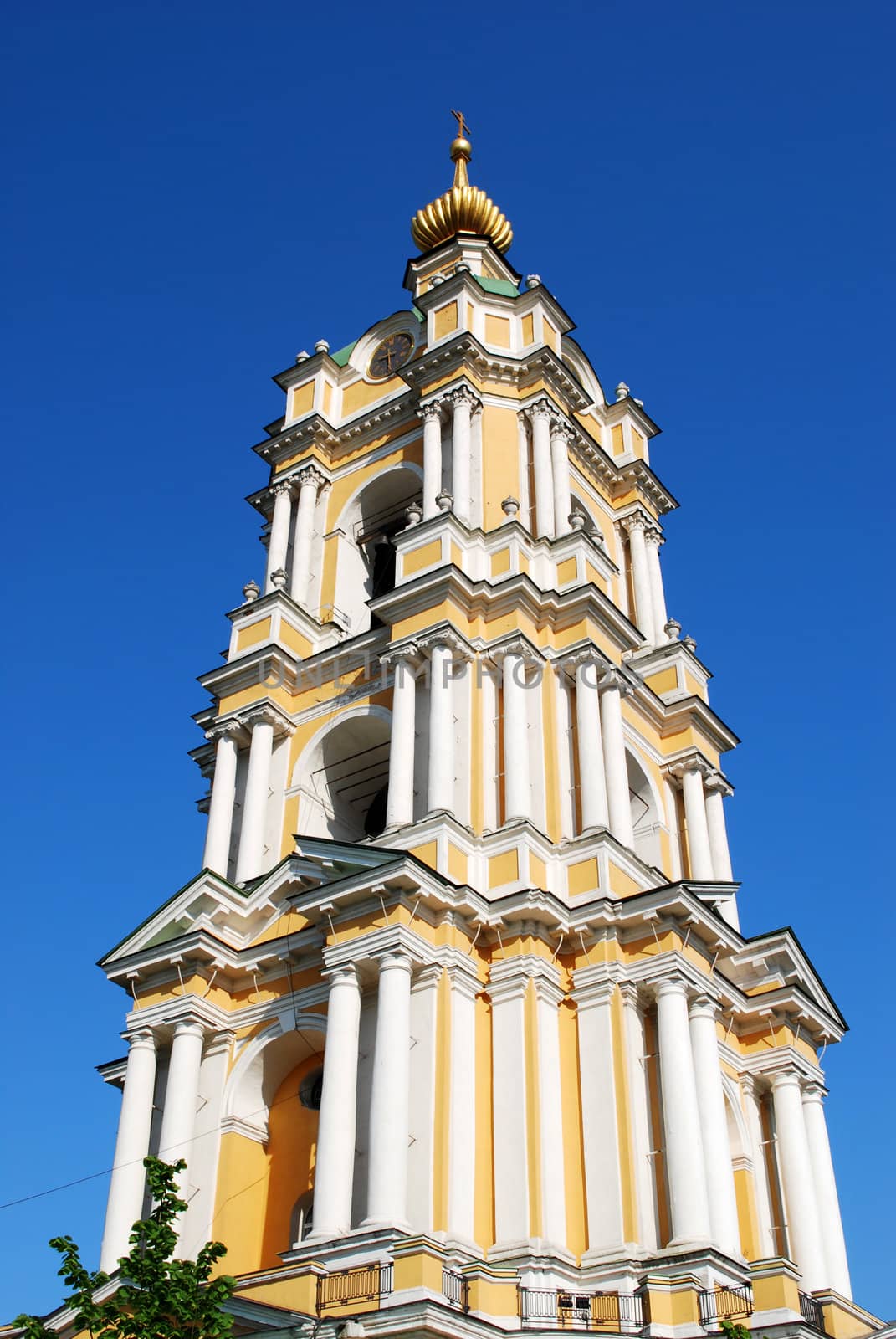 Bell tower of russian monastery, Moscow, Russia