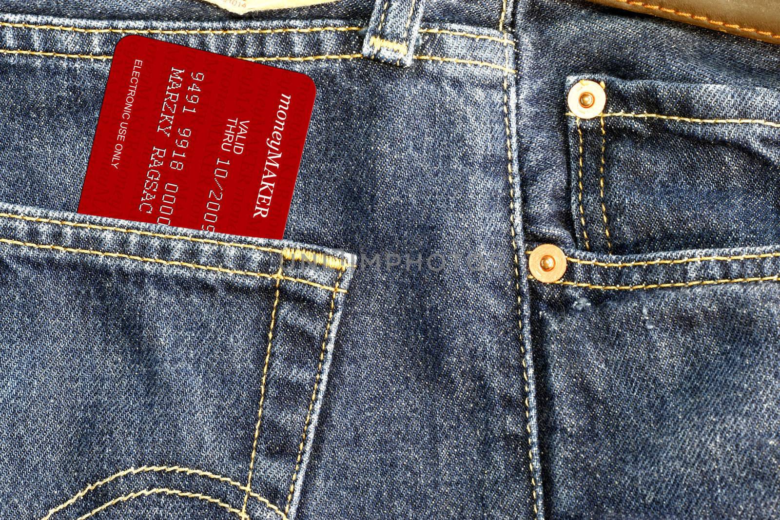 I have Credit Card concept with blue jeans, credit card is digital 3D high resolution and data is fiction.