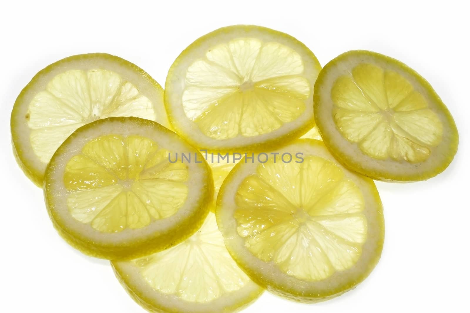 Lemon Thin Slices in a white background