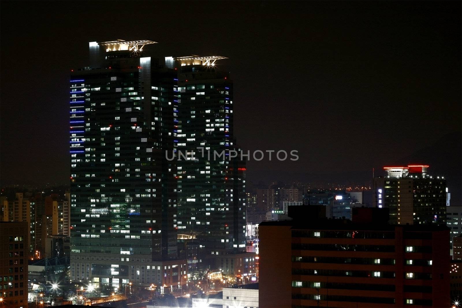 City Night Scene landscape of Seoul Korea