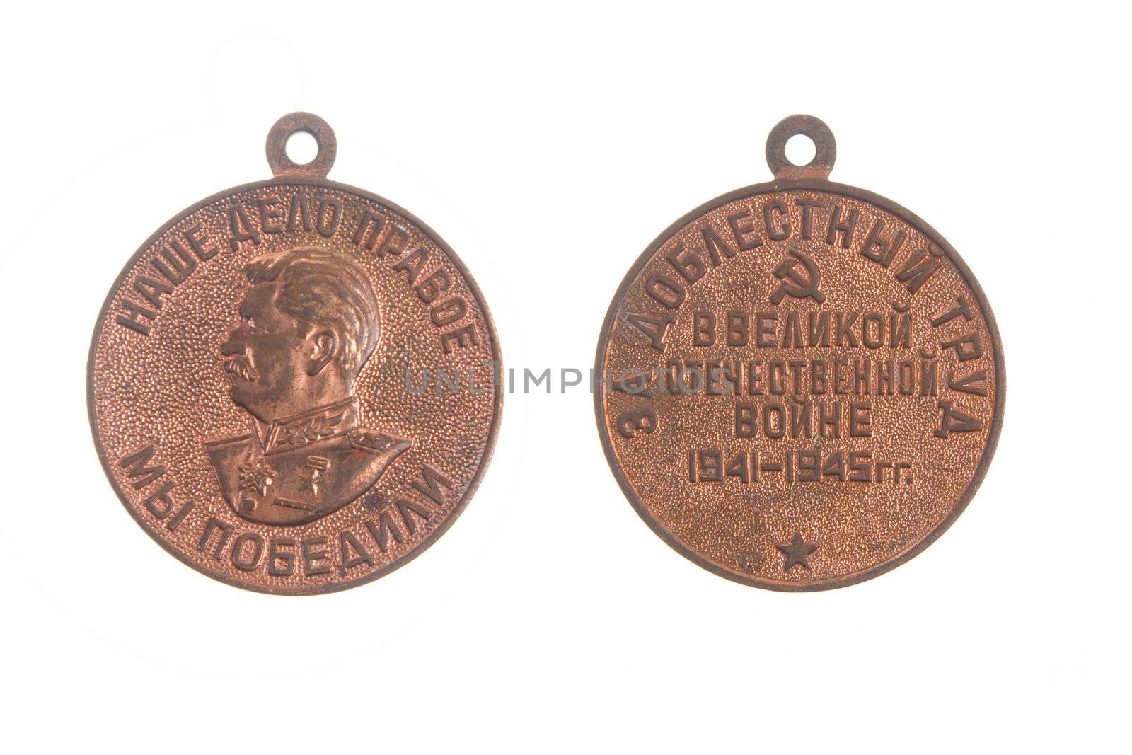 soviet military medal on white background