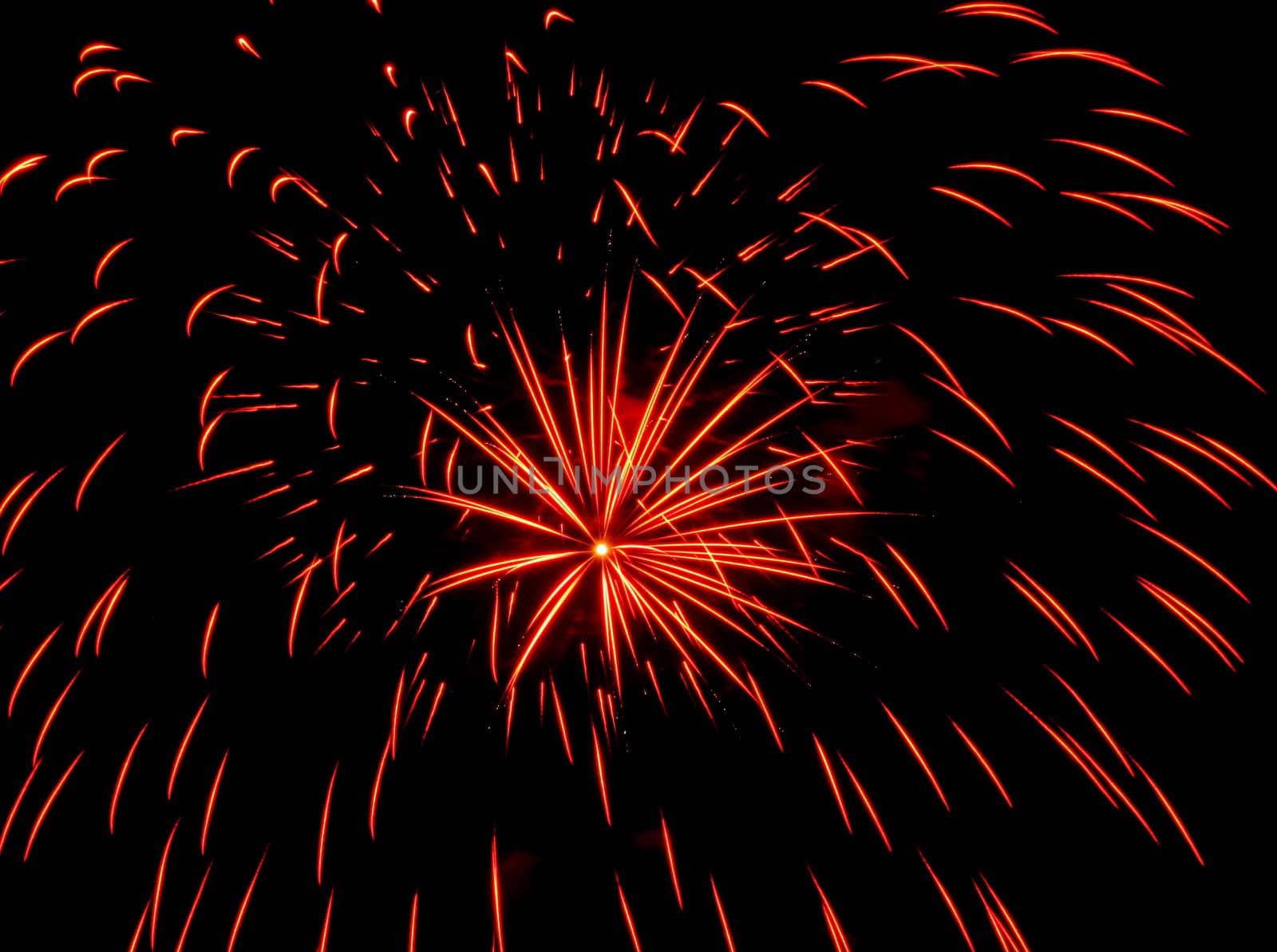 Red fireworks on the fourth of July.