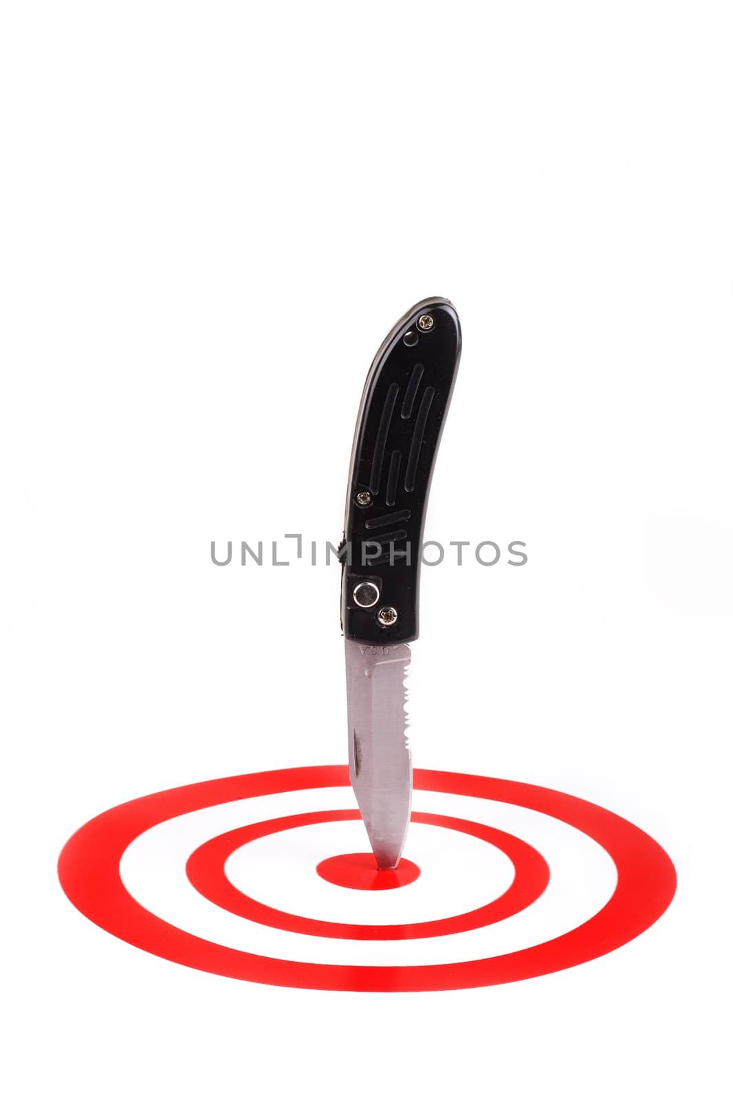 Pocket knife in red bullseye