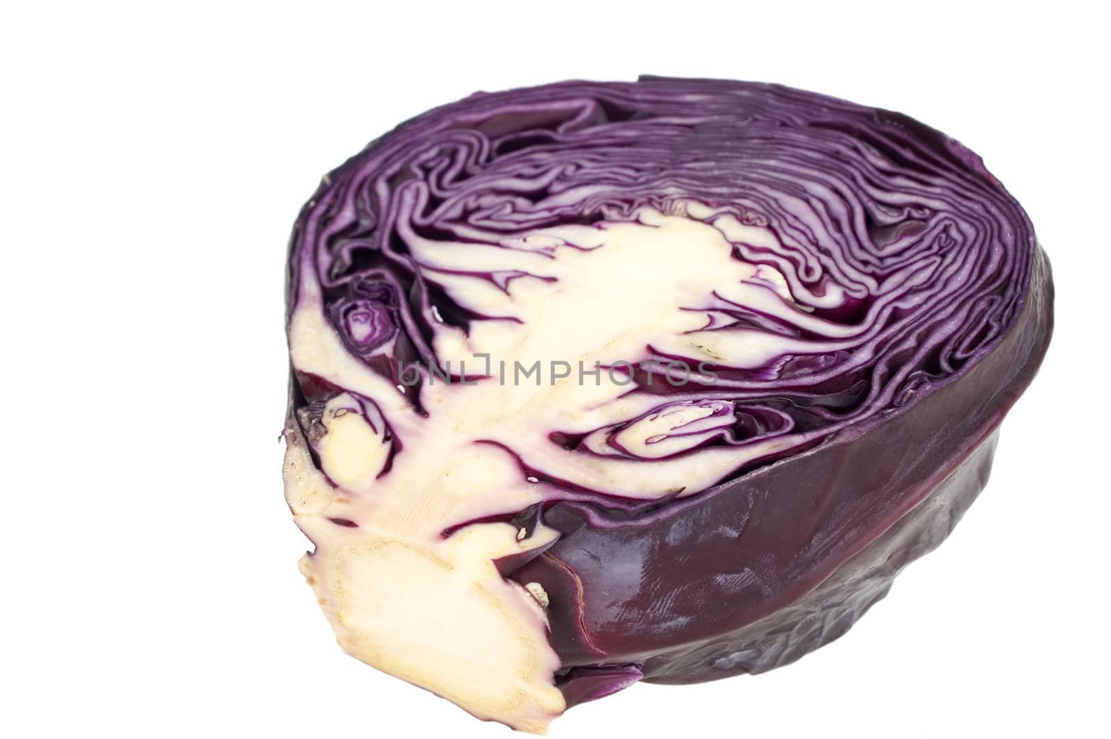 Half red cabbage isolated on white background