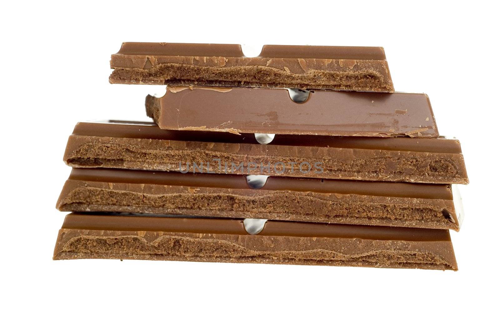 Close-up of chocolate isolated on white background