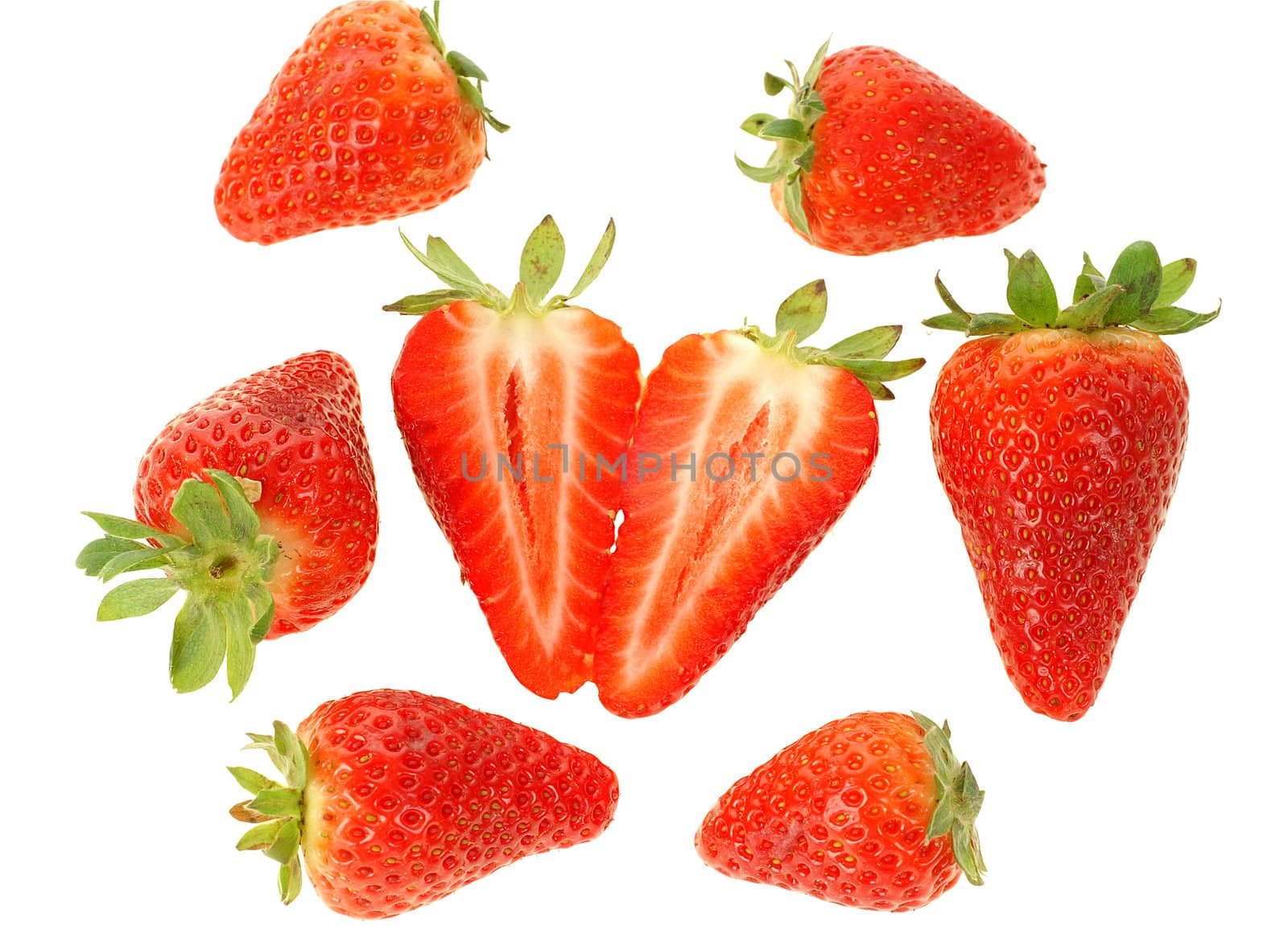 Big fresh strawberry  isolated on white background