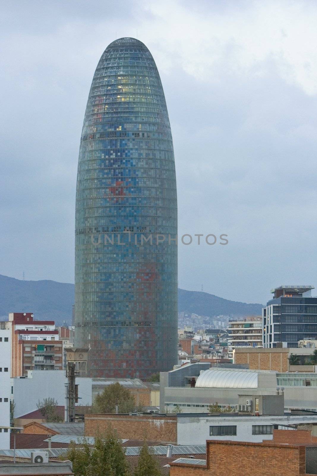A modern building tower in the city of barcelona, Spain