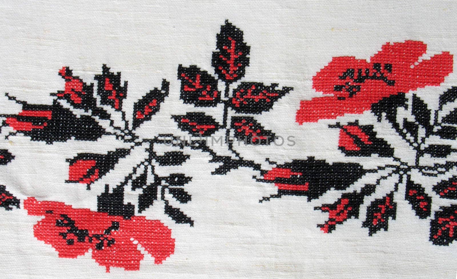 Cross-stitch. Traditional black and red ukrainian floral design. (I'm creator)