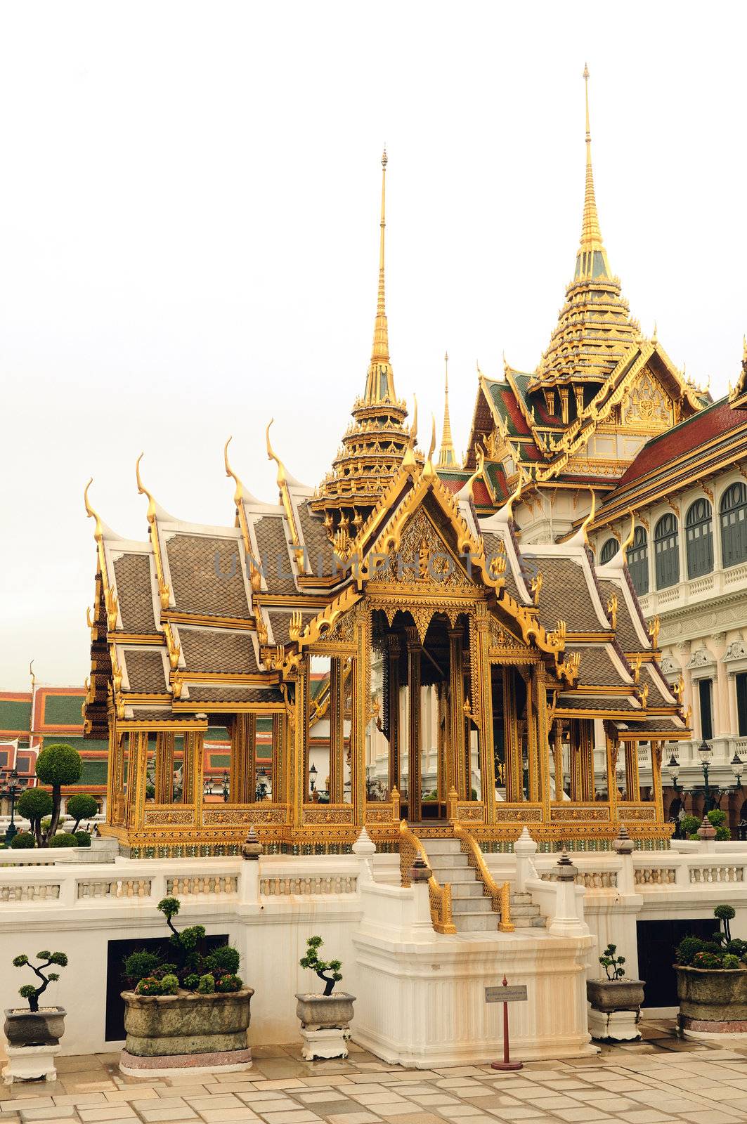 Beautiful and authentic Thai architecture on an overcast day