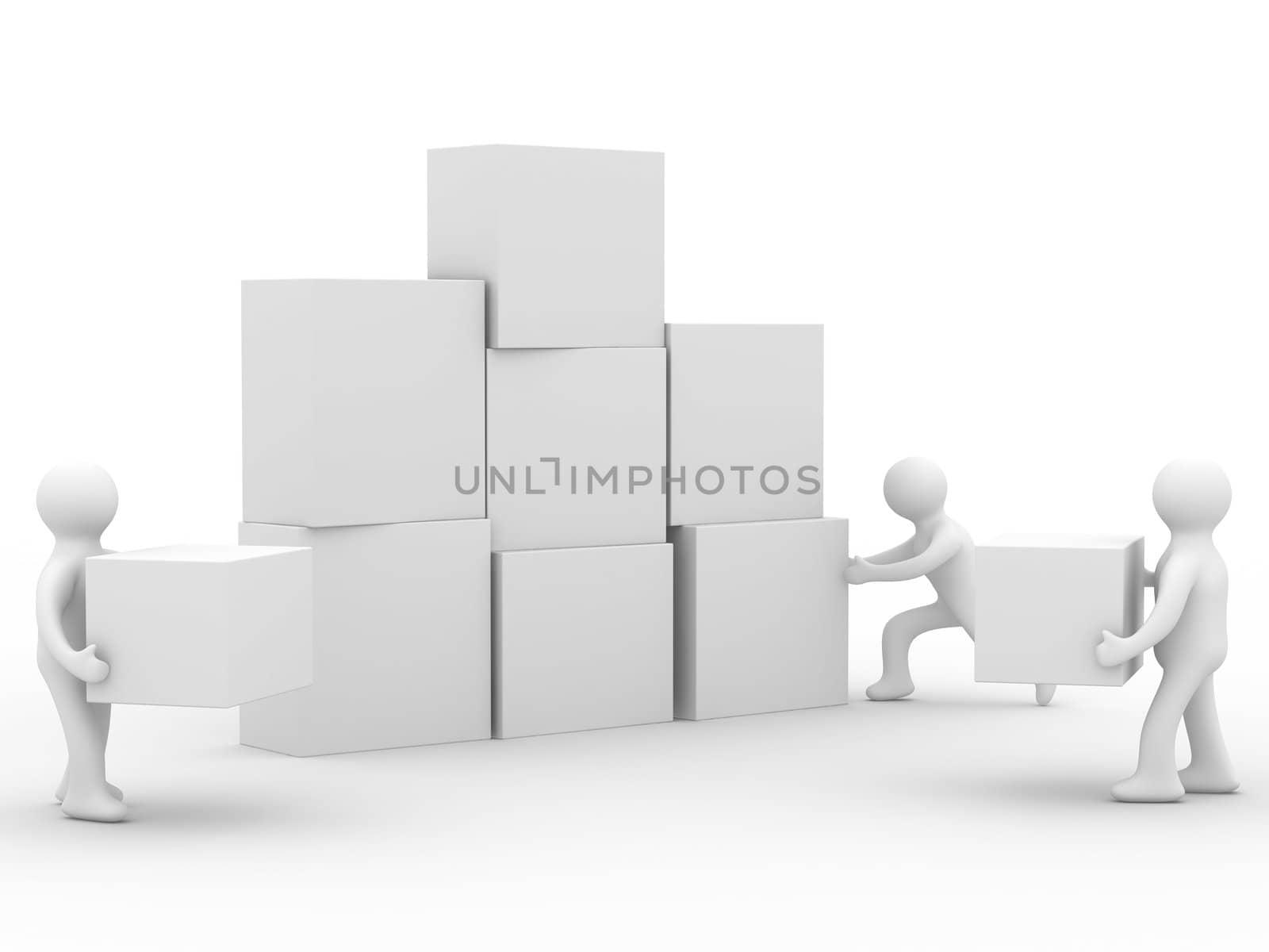 Conceptual image of teamwork. Isolated 3D image