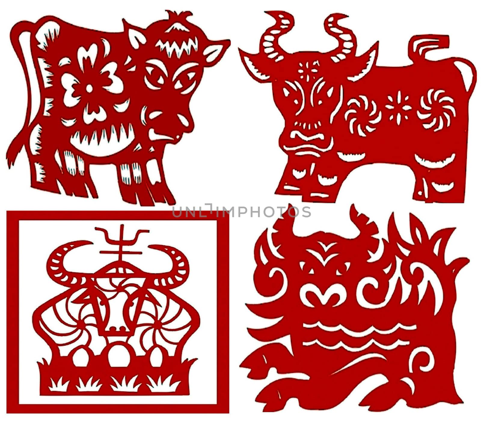 Chinese paper-cut Chinese zodiac cattle