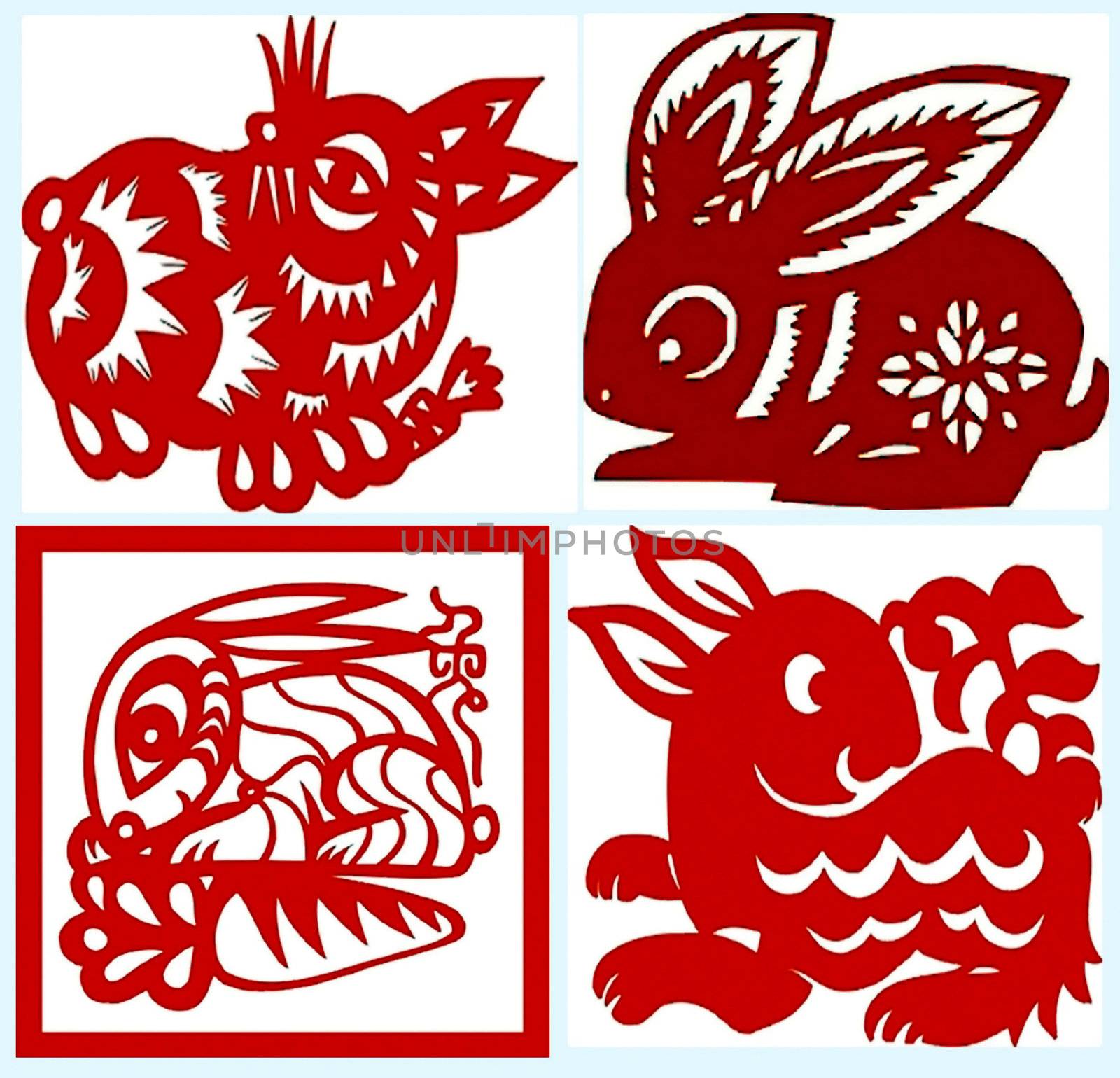 Chinese paper-cut Chinese zodiac  rabbit