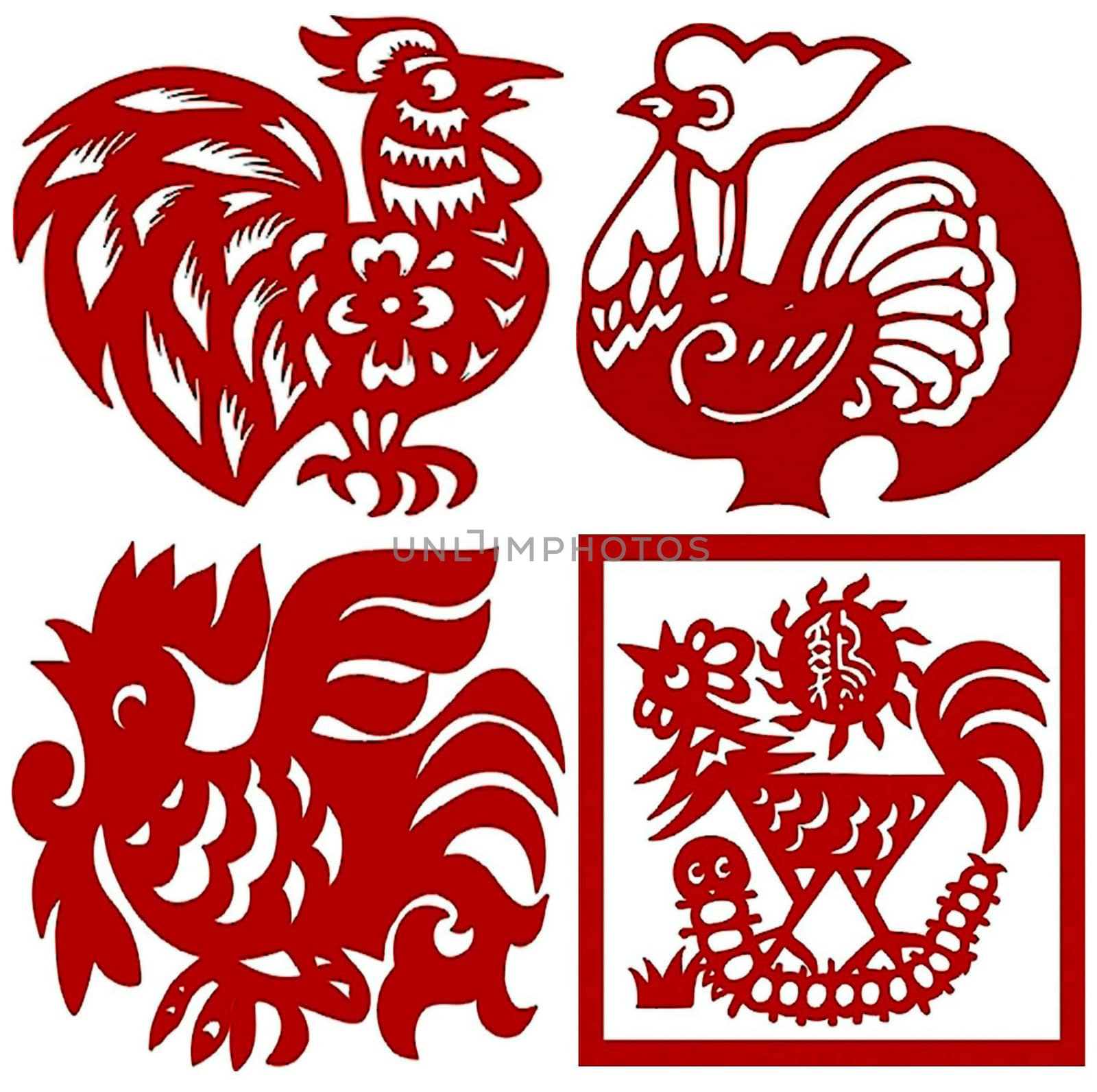 Chinese paper-cut Chinese zodiac chicken