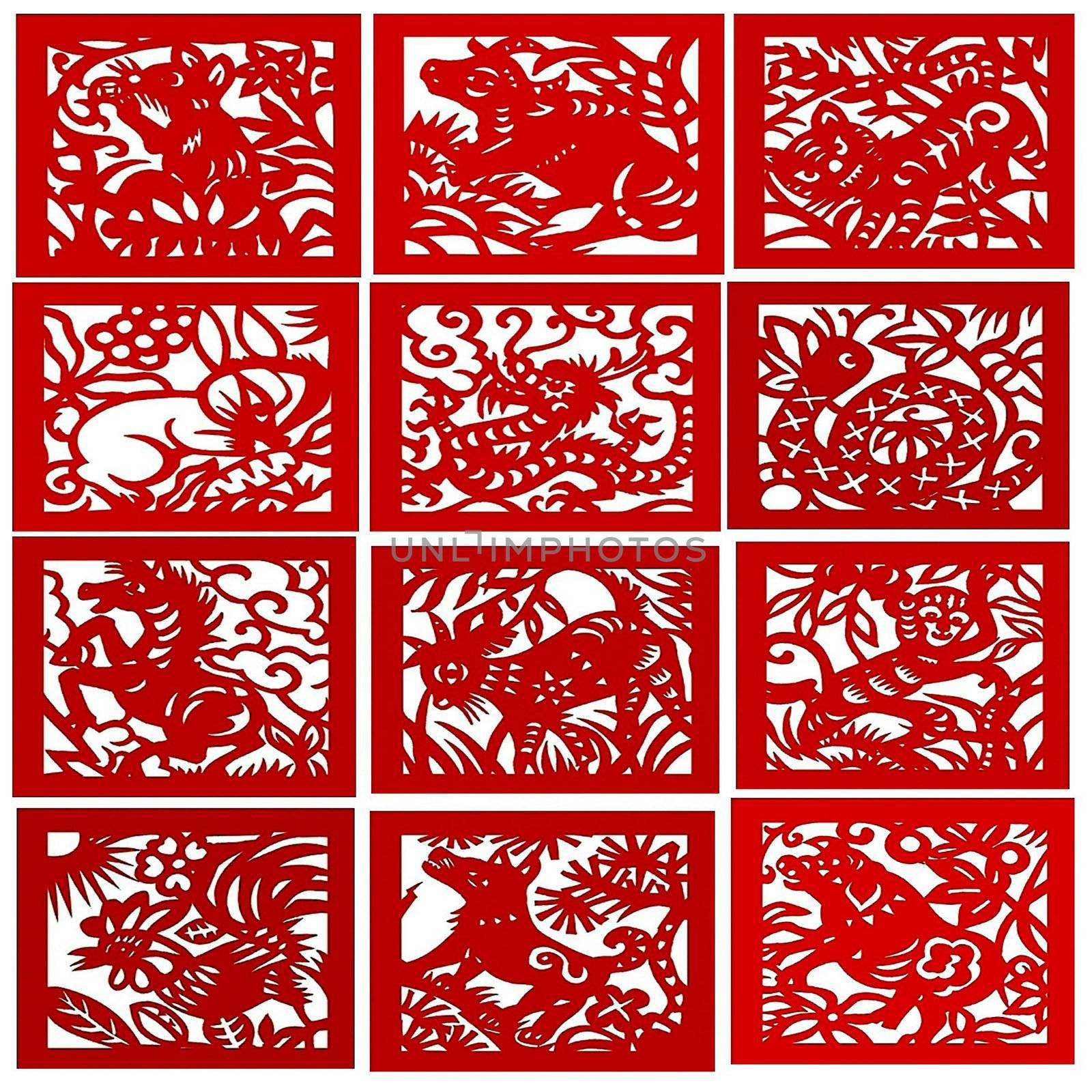 Chinese paper-cut Chinese zodiac all